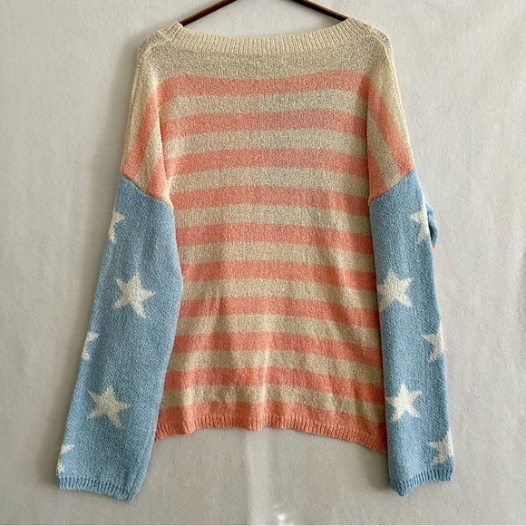 Lisa Robertson Women’s Sweater American Flag Pastel Color Size L - Picture 8 of 9